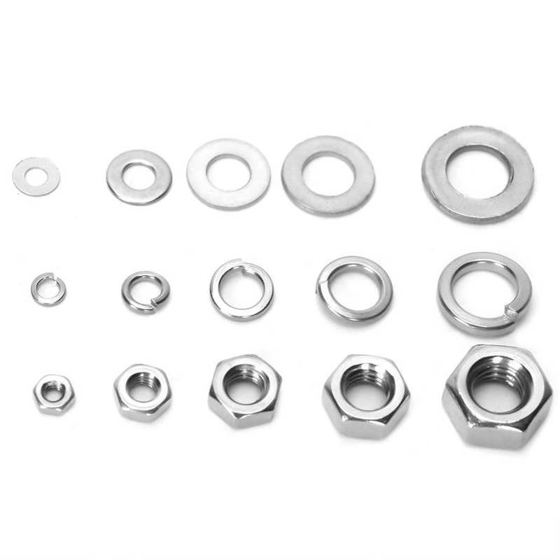 Stainless steel washer + spring + nut assortment Kit Pack with 630 M2 M3 M4 M6