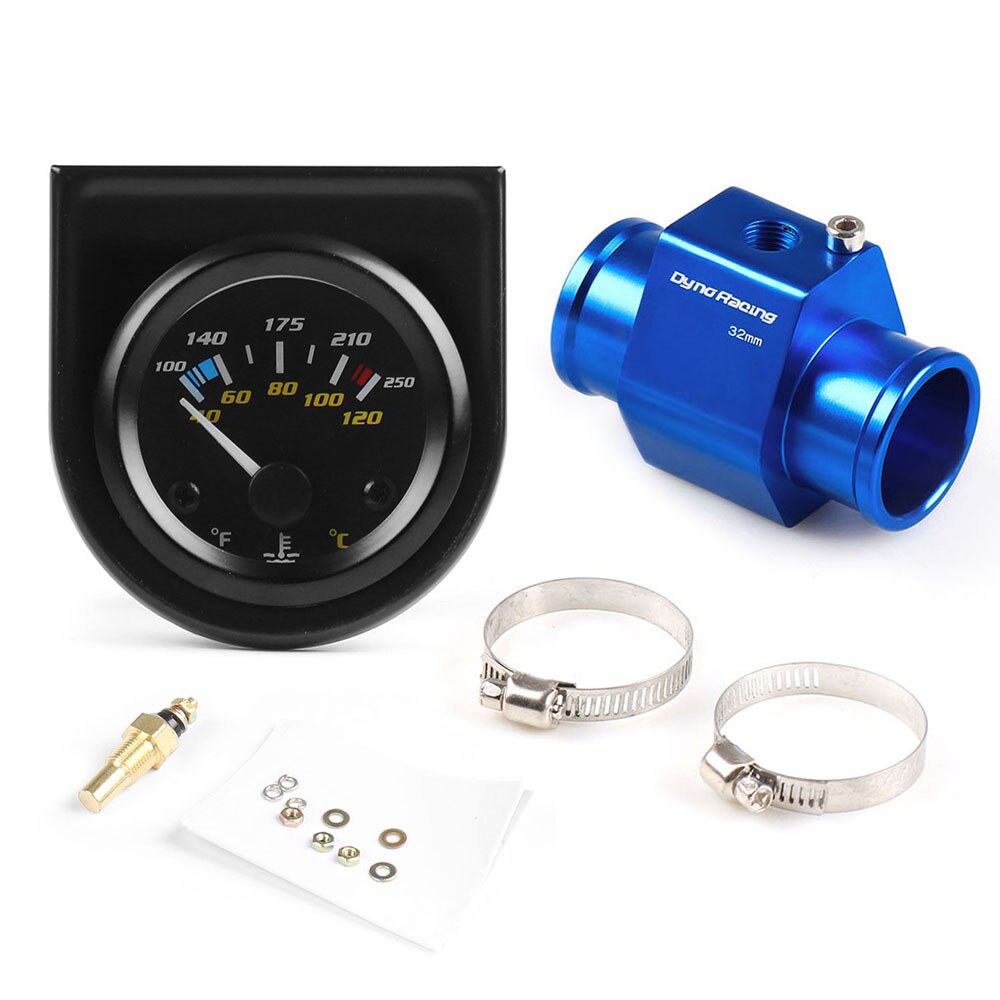 2 &#39;&#39;52MM Weiß LED Wasser Temperatur Messgerät 40-120 Celsius/100-250 Fahrenheit Mit Wasser temp gemeinsam Rohr Sensor Adapter 1/8NPT: mit 32mm Adapter