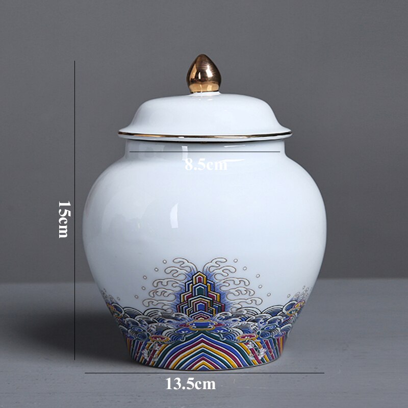 Blue and White Porcelain General Jar Candy Tea Storage Jar Flower Arrangement Ceramic Vase Household Sealed Storage Jar: C