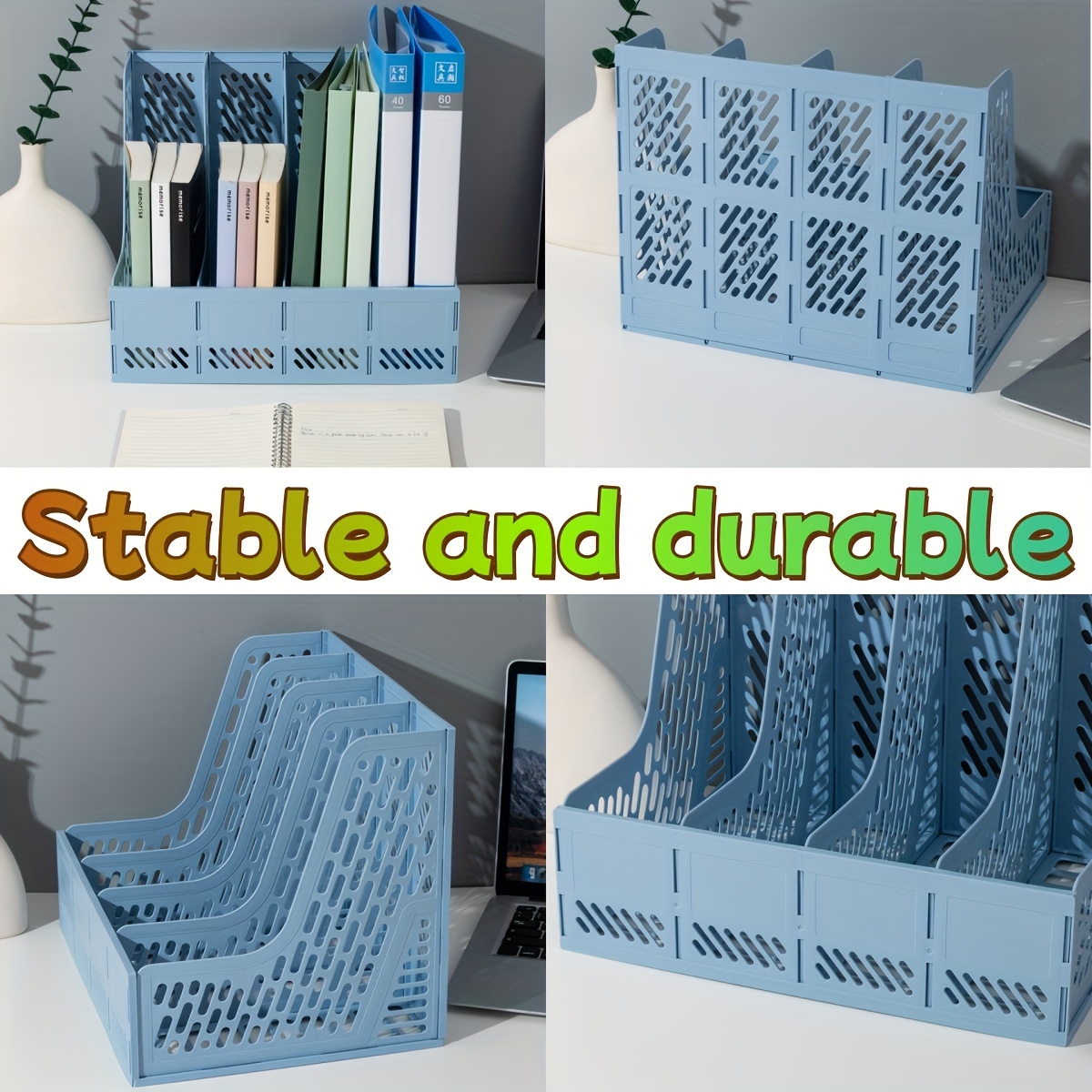 4 clasificadores de archivos de escritorio multicapa con material PP: organizador de documentos para material de oficina, estantería y soluciones de almacenamiento para estudiantes: Blanco