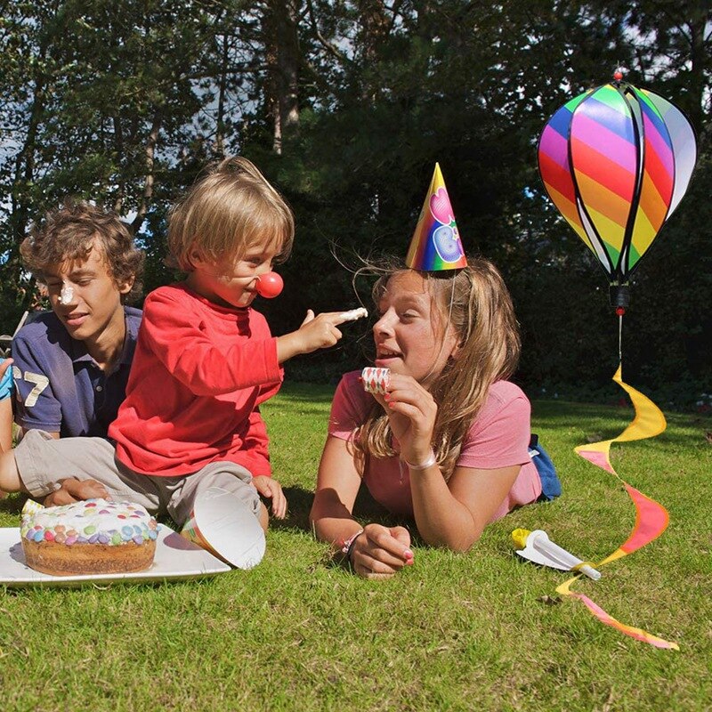 3Pcs Ballon Wind Spinner Gestreept Geruite Windzak Ballon Yard Decor Spiraal Ballon Windmolen