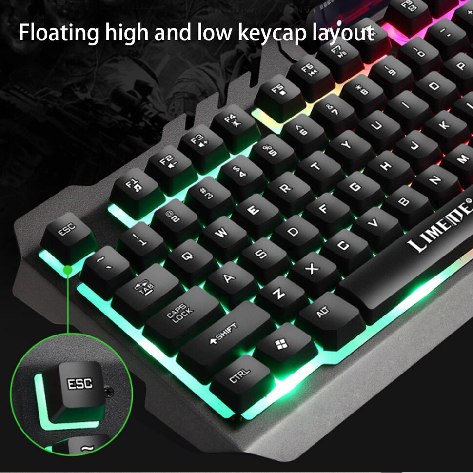T21 Gaming Keyboard Mouse Set Wired Mechanical keyboard With LED USB Gaming Mouse Backlight Waterproof keyboard For PC Laptop