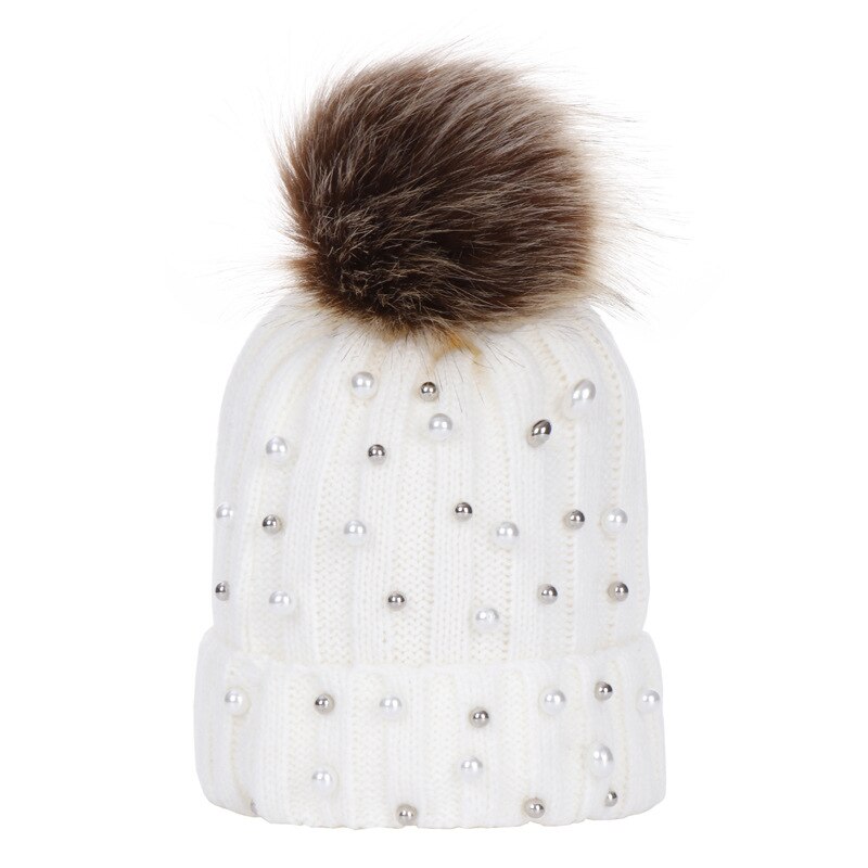 Winter warme baby muts met bont pompon, gebreide baby meisjes jongens baby peuter kinderen muts beanie kinderen kinderen mutsen muts