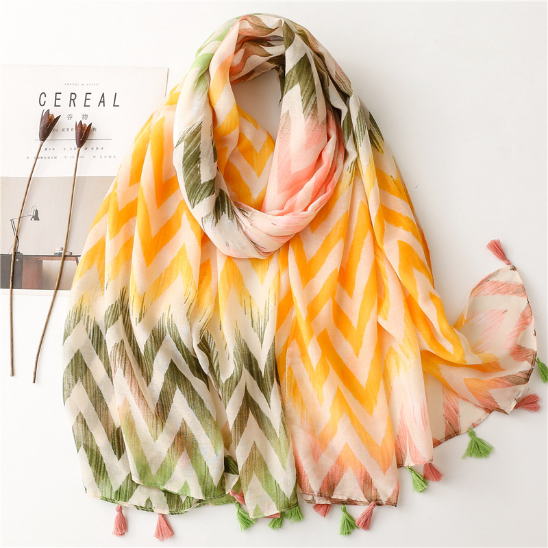 Bufanda de viscosa con borlas florales para mujer, chales y chales, Hijab, banda para el cabello femenina, pañuelo musulmán de lujo, pañuelos Echarpe de 180x90Cm