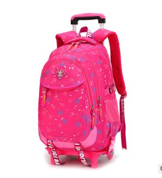 ZIRANYU Rollende rugzak Reizen bagage Trolley schooltas Op wielen meisje Trolley School rugzak tas op wieltjes voor meisje: 2 wheels rose red
