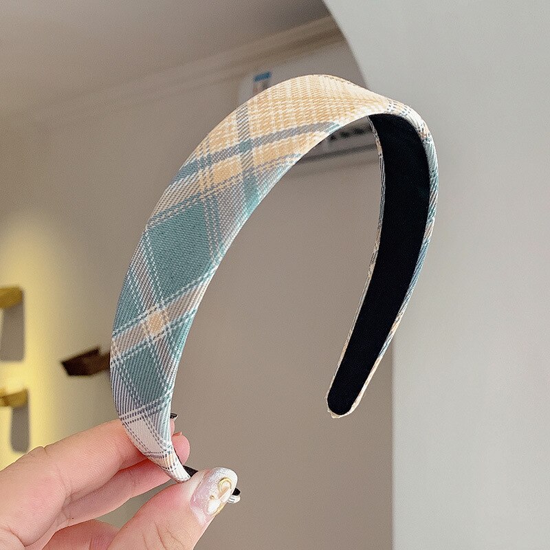 Vintage cuadros cintas encuentro aro del pelo de las mujeres Tiara para la cabeza banda diadema accesorios coreano dulce diadema: 8