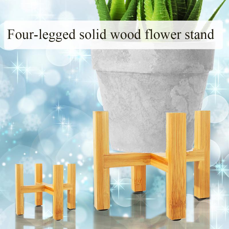 Soporte individual de madera de bambú para bonsái, soporte para bonsái con almohadilla para pie, balcón, oficina, planta de pie, decoración del hogar, 1 unidad