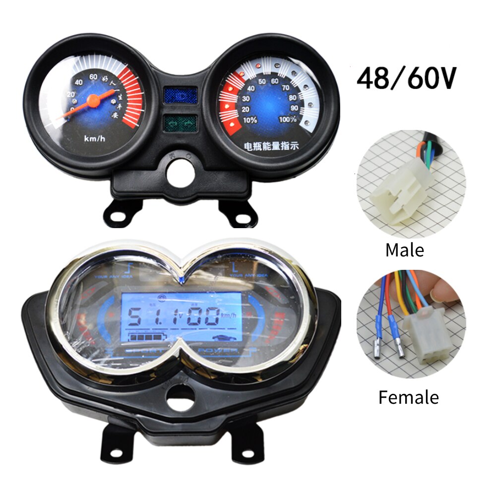 Universal Power Meter SpeedoMeter Dash Instrument Digital for Electric Tricycle Motorcycle Scooter