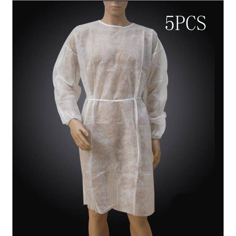 5pcs Protective Anti dust-proof Disposable Gown Home Outdoor Full Body Protection Isolation Clothes Labor Safety work Clothing: 5PCS-white