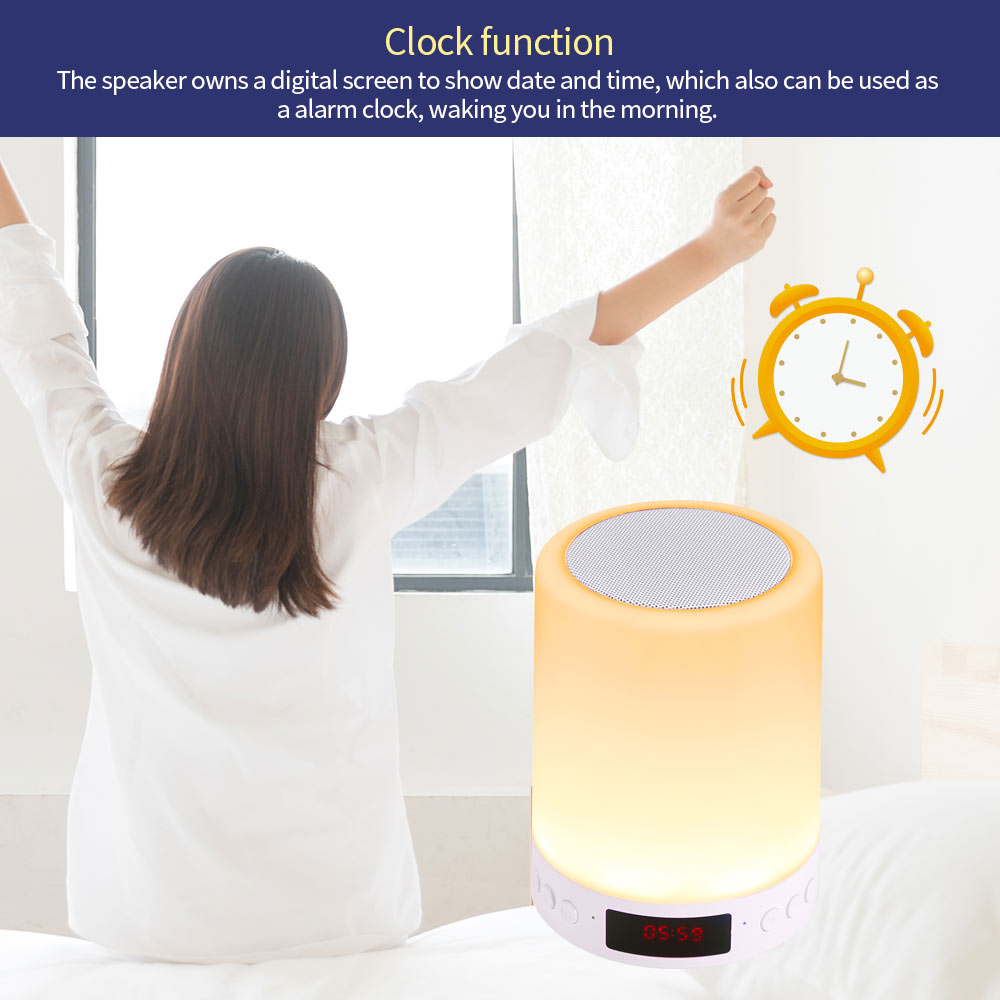 Nachtlampje Met Bluetooth Speaker Draagbare Draadloze Bluetooth Speaker Touch Control Kleur Led Nachtkastje Lamp