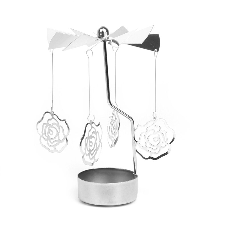 Rotary Spinning Tealight Candle Metal Tea light Holder Carousel Home Decor Christmas