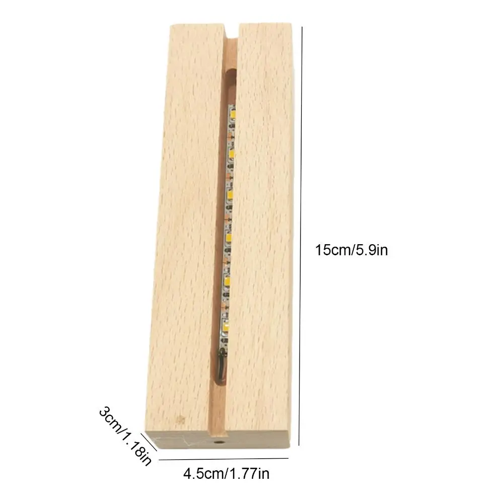 Rechthoek massief beukenhouten LED-basis voor harslamp Acrylglasplaatstandaard Houten lichtdisplaybasis DIY USB-nachtlampjebasis
