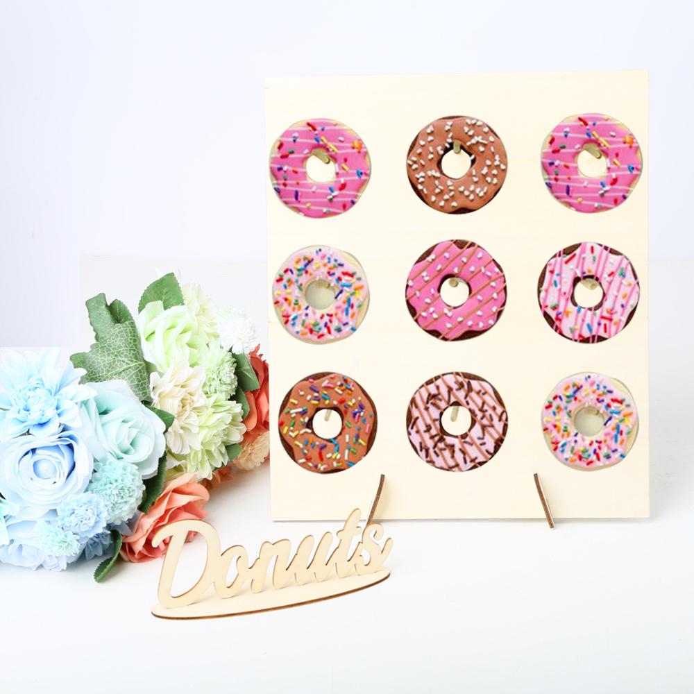 Munk vägg håller godis söt vagn munk födelsedagsfest tillbehör bröllop rustik inredning trä bröllop bord dekor baby shower: 1pc e