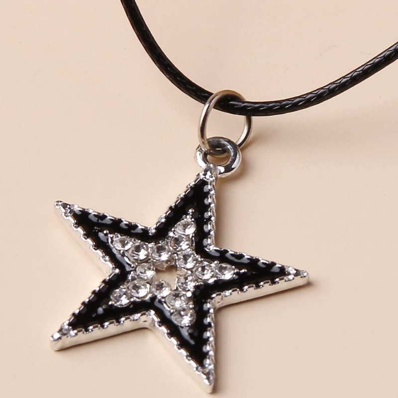 Stjerneanheng vintage halskjede punk stjerne choker rock roll gitar lagdelt halskjede for kvinner menn eboy egirl bar fest smykker
