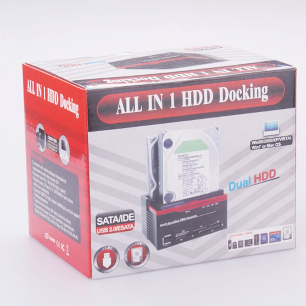 2.5/3.5" SATA IDE HDD Docking Station Clone HDD Enclosure USB 2 Ports USB 2.0 Type C Hub MS/M2/XD/CF/SD/TF Card Reader
