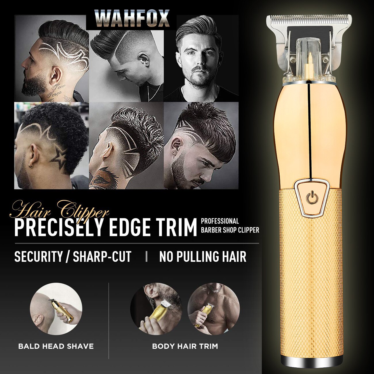 WAHFOX Hair Cutting Machine Cordless Barber Hair Clippers For Men Rechargeable Beard Trimmers Electric Haircut