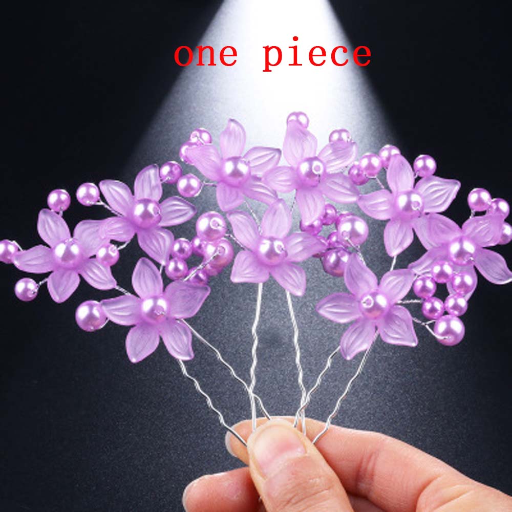 5pcs Flower Hairpins Hairstyles Wedding Bridal Hair Pins Hair Jewelry Accessories Hairwear Girls Hair Clips For Women: 1pcs purple