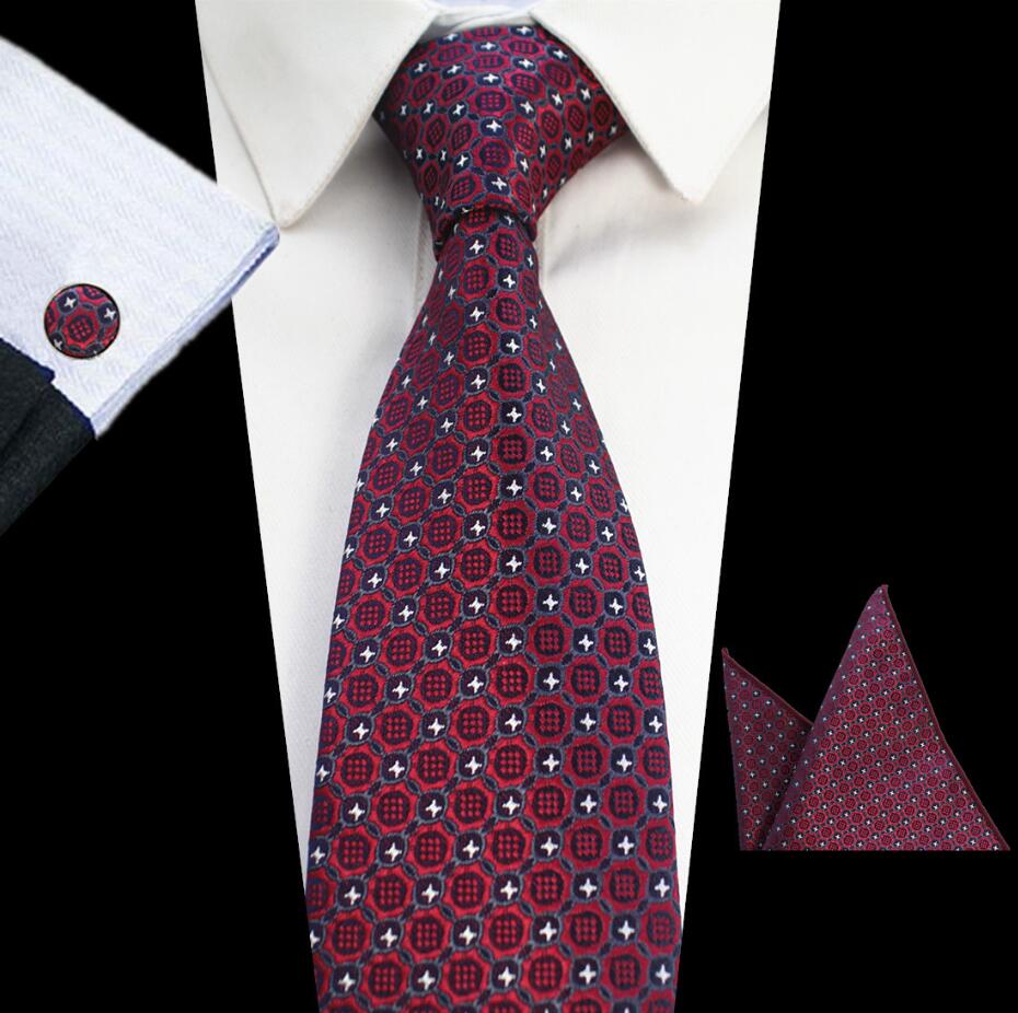 Rbocott 8cm conjuntos de gravata novo design para homem xadrez & dot & paisley gravata lenço abotoaduras define negócios festa de casamento pescoço laços: 13