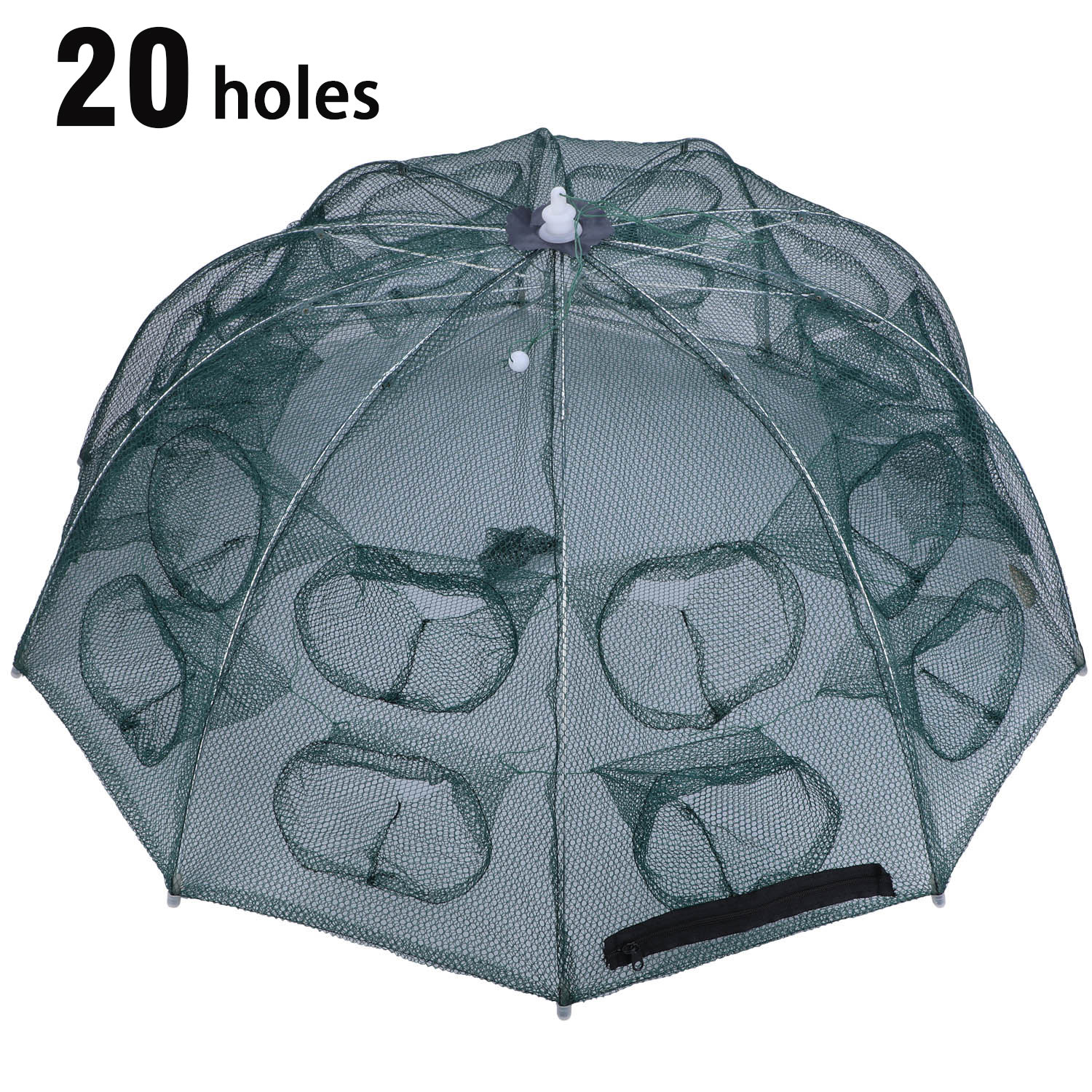 Sougayilang 4-20 hullers fiskenet foldet automatisk fiskenet rejebur nylon krebsefælde bærbare hexagon støbte net: 20 indtast