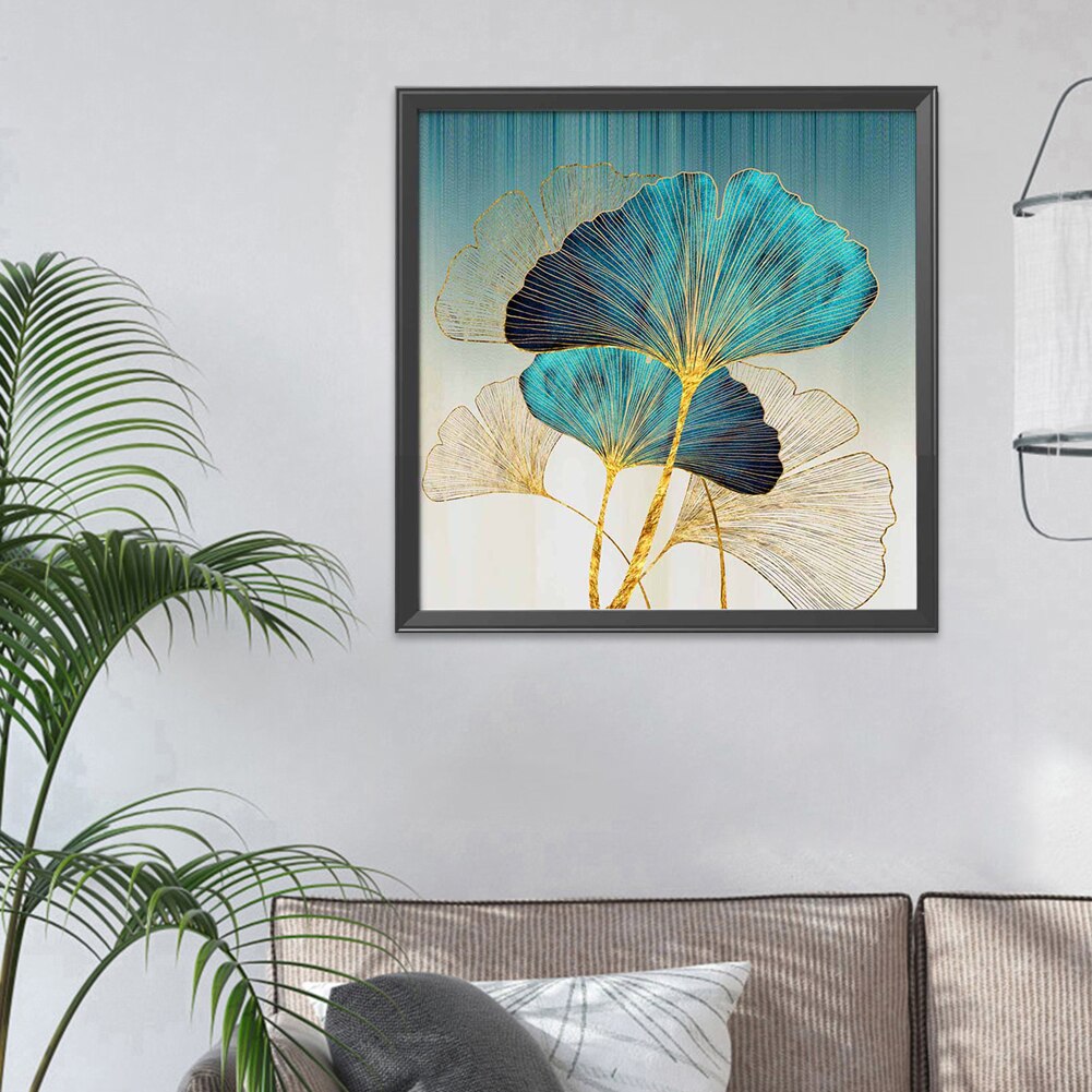 Ginkgo Blad Kruissteek Stilleven Serie Kit Ecologische Katoenen Draad 11CT Gedrukt Borduurwerk Diy Decoratie 60x60cm