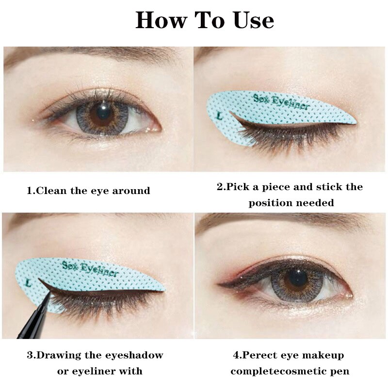 Øjenmakeup hurtig eyeliner øjenskygge stencil stickies 1 pc/4 stk doven nyttig øjenskygge forme kort tegne øje skabelon skønhedsværktøj