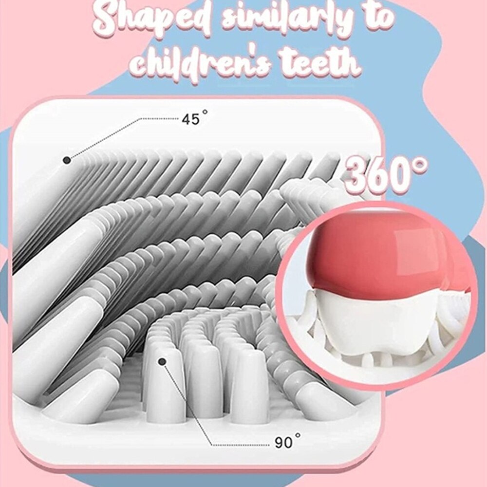 Crianças escova de dentes de silicone escova de limpeza de cuidados orais para crianças idades 2-12 u-forma infantil escova de dentes com alça