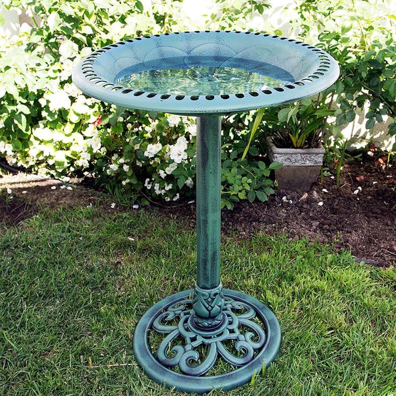 2 in1 pedestal pássaro banho ao ar livre jardim decoração do vintage fonte decorativa quintal pássaro jardim ao ar livre arte k3g4