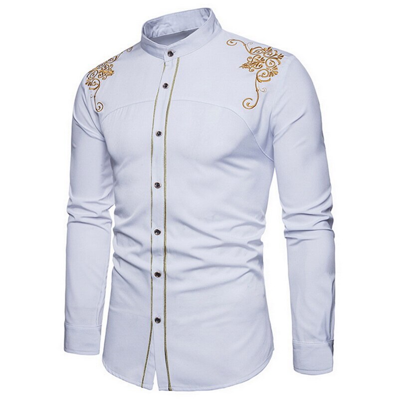CYSINCOS hommes chemises formelles à manches longues Chemise hommes discothèque scène Chemise Homme brillant métallicl chemises de grande taille 2XL