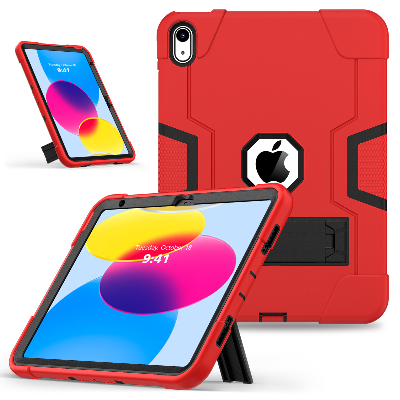 Kickstand Rugged Case Universal For iPad 11" (A16) 11th 10.9 10th A3355 A3356 A2757 A2777 A2696 3-Layers Protect Cover: 12.4 / green