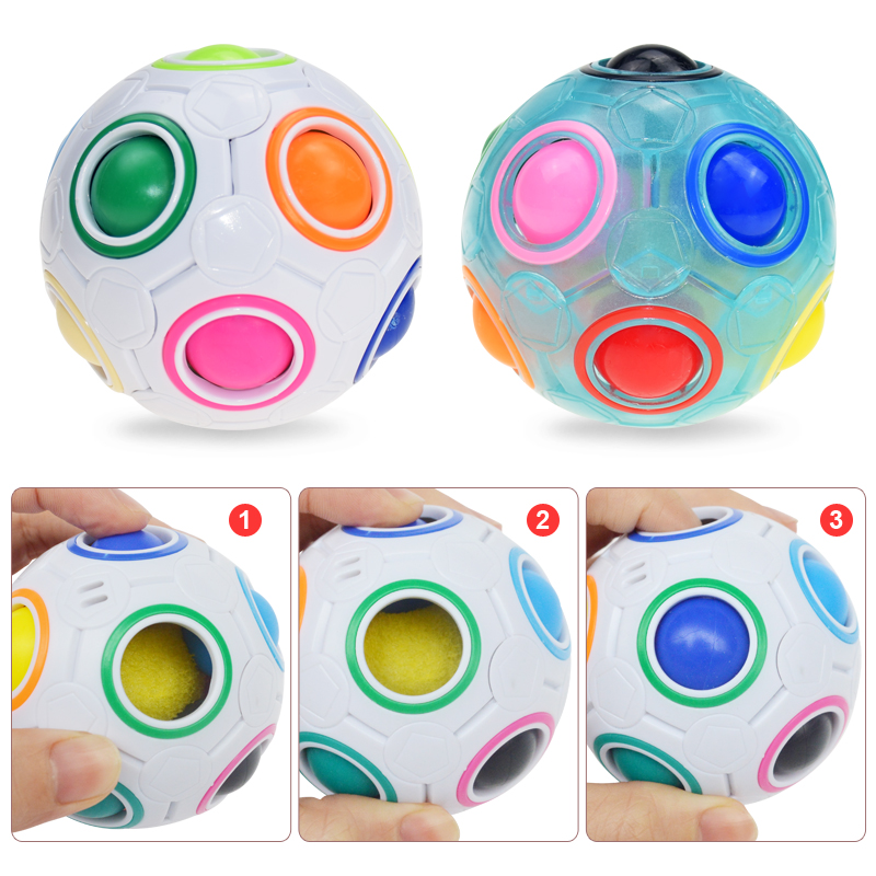 Spheric Magic Rainbow Ball Plastic Magic Balls Puzzle Children Educational Learning Luminous Cube Toys for Children