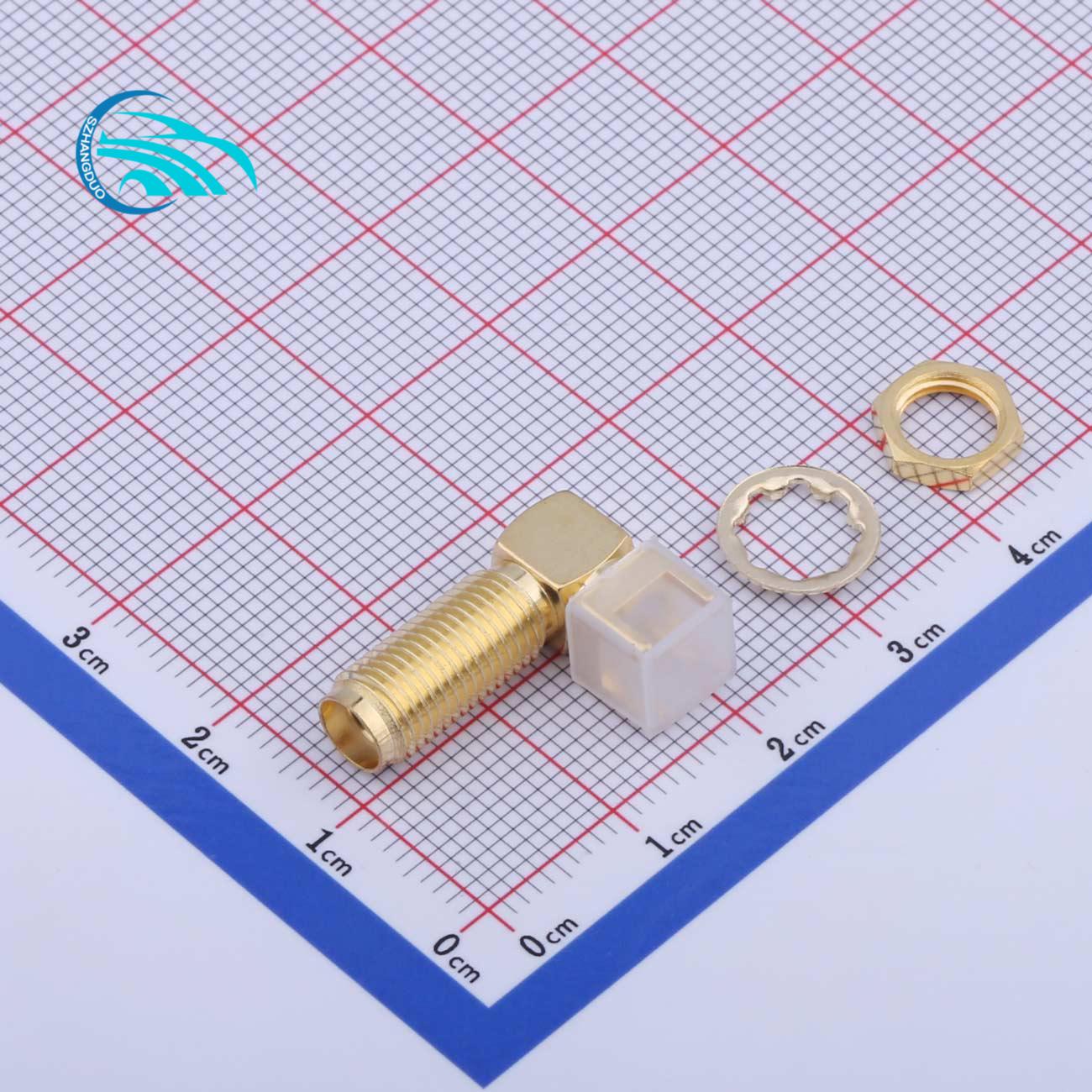 2PCS/LOT 90 Degree Right Angle 14MM RF SMA Connector Head Gold Plated Outer Screw Inner Orifice Plate End Seat