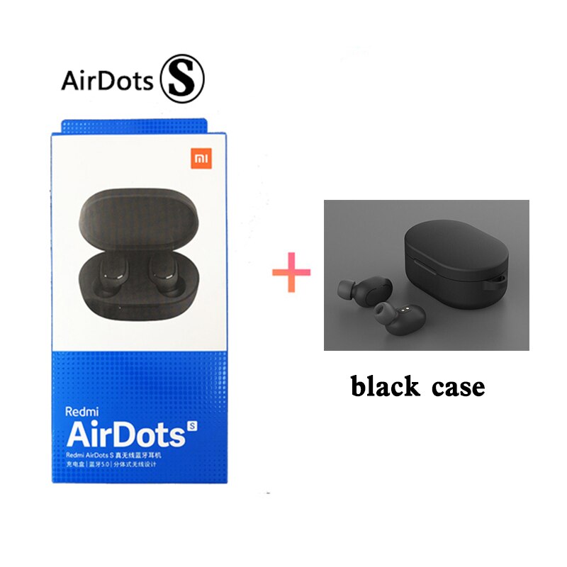 Original Xiaomi Airdots S Tws Redmi Airdots S Earbuds Wireless Earphone Bluetooth 5.0 Gaming Headset With Mic Voice Control: with black case