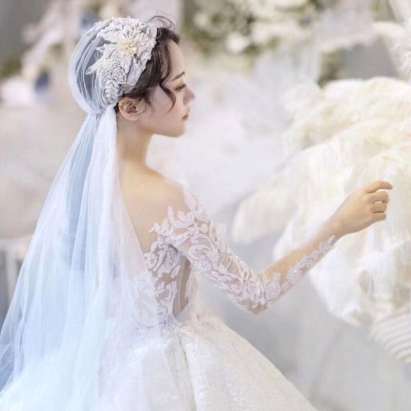Women Lace Edge Short Wedding Veil Cathedral Ivory Bridal Headdress Bride Marriage Accessories