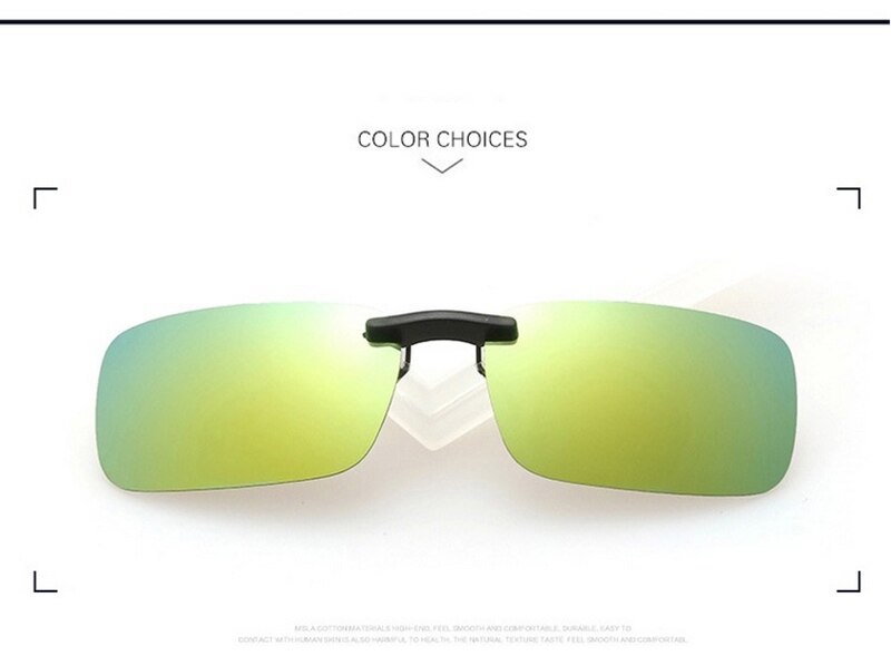 Unisex Polarized Clip On Sunglasses Near-Sighted Driving Night Vision Lens Anti-UVA Anti-UVB Cycling Riding Sunglasses Clip: Yellow green slice