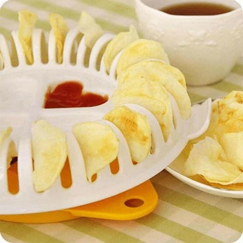 Microwave Fat Chips Maker Fruit Potato Chip Crisp DIY Slicer Snack Kitchen Tray Color Tool Maker Set Random M5U5