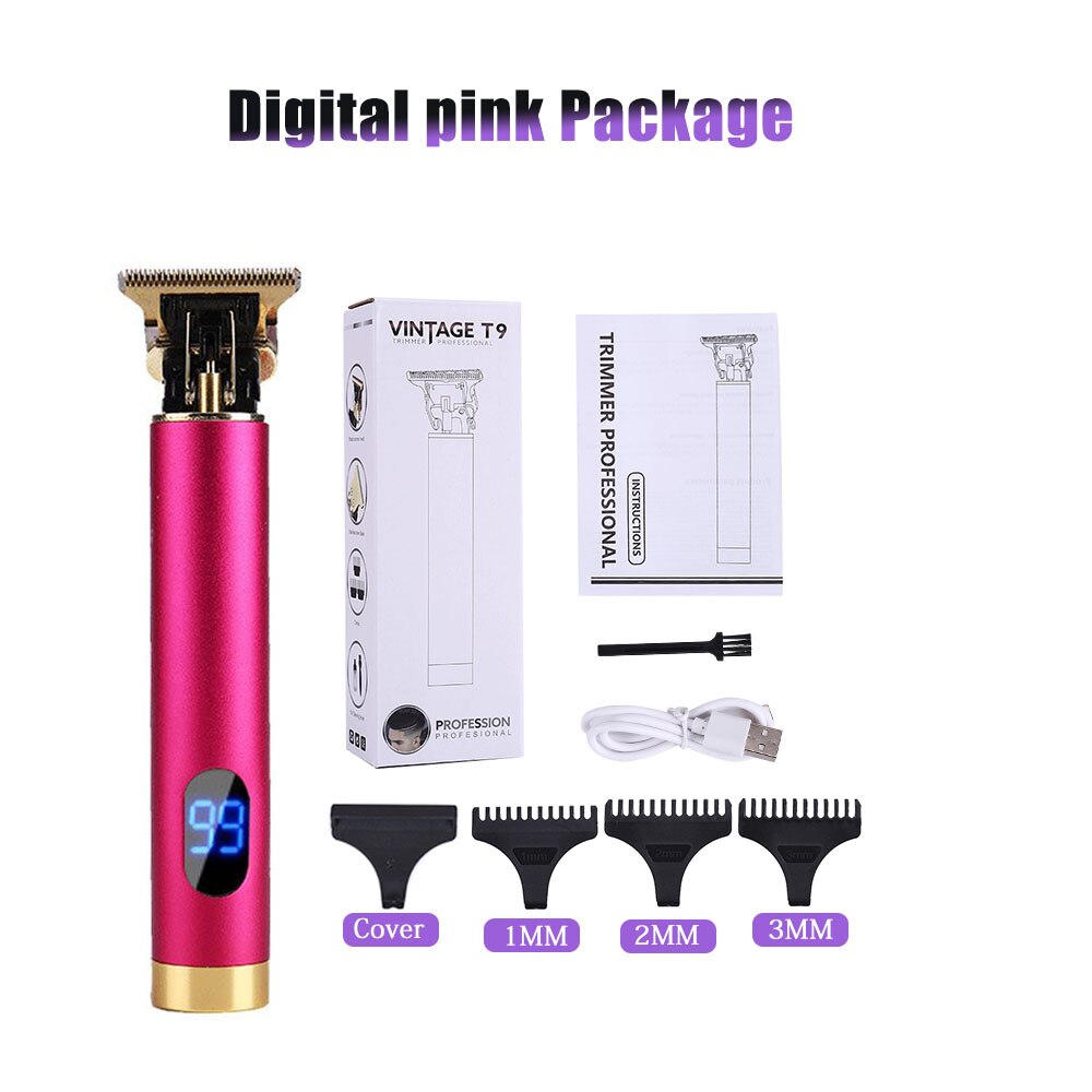 Electric Cutter Clipper Hair Chargeable Mower Trimmer Beard Shaver Portable Hairstyle Haircut Machine Cutting Men: Digital pink