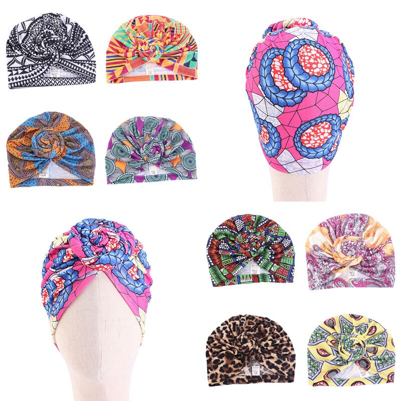 Zomer Baby Tulband Hoeden Meisjes Jongen Kruis Knoop Hoofddoek Mode Print Cap Fotografie Props Beanie Ademend Katoen Kinderen Hoed