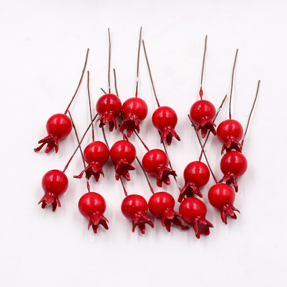 10Pcs/lot Mini Plastic Artificial Pomegranate Flowers For Wedding Party Decoration DIY Craft Christmas Decor Accessories