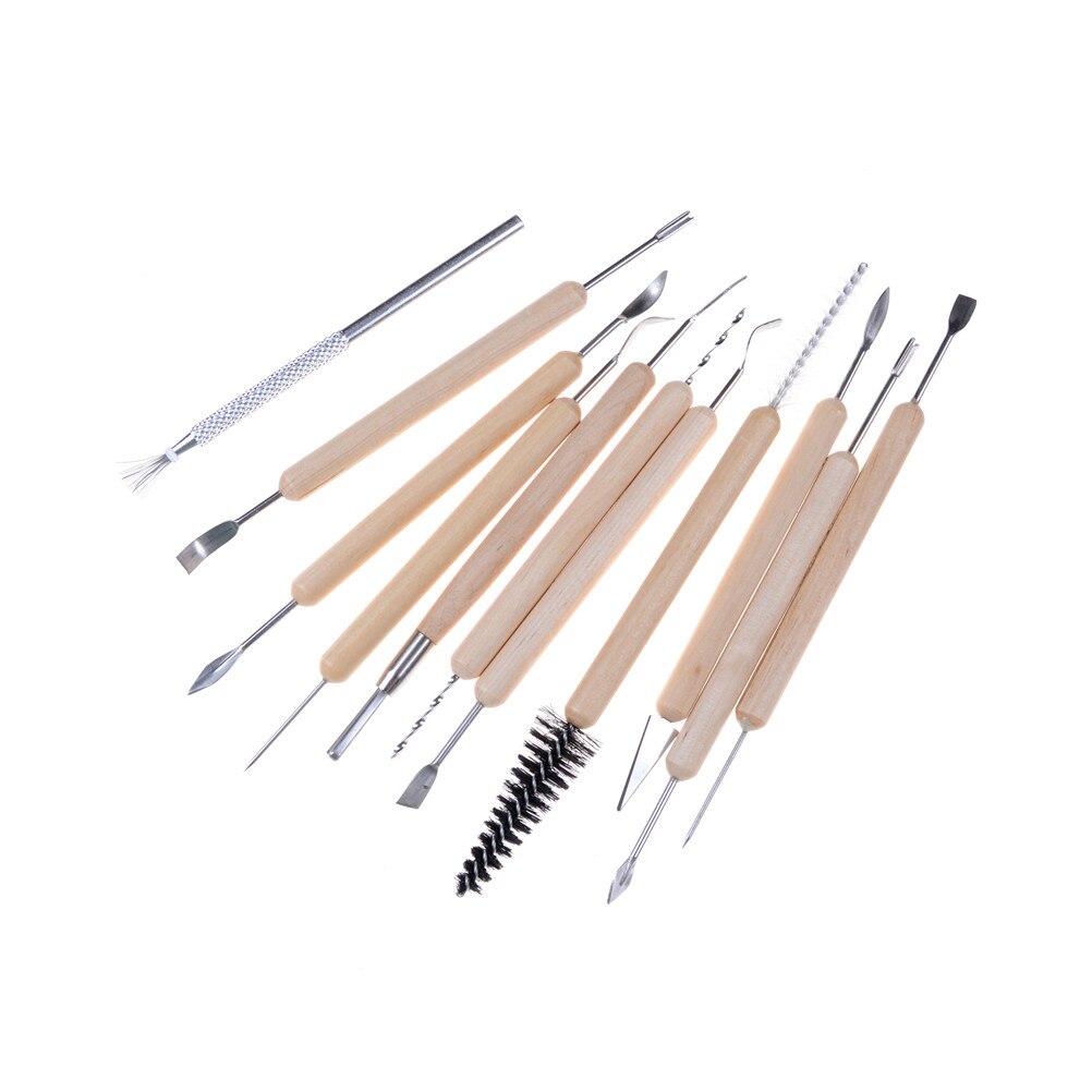 11pcs Multifunction Wood Metal Handle Wax Pottery Clay Sculpture Carving Modeling Wire Texture Tool DIY Craft