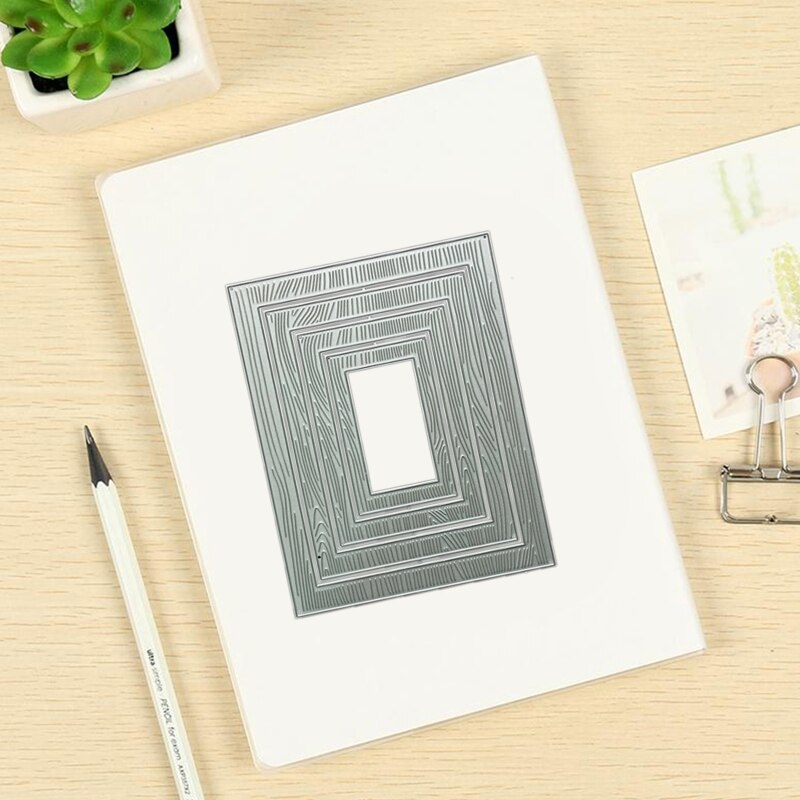 Wood Grain Rectangle Nesting Frame Metal Cutting Dies Stencil DIY Scrapbooking Embossing Tool Die Cuts Paper Card Album