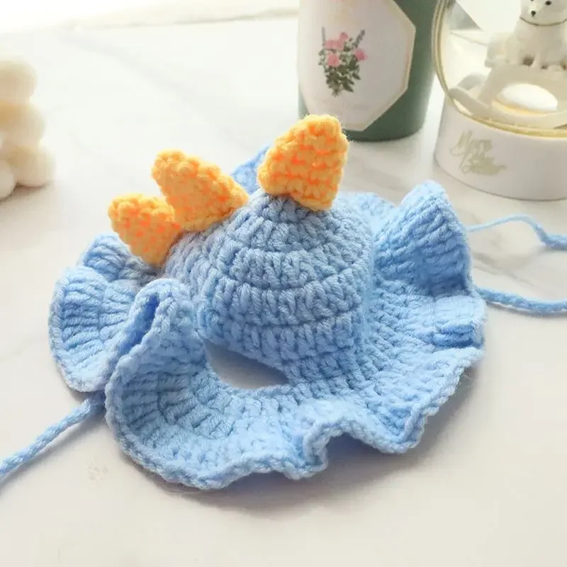 Gorro de punto elástico para gato, accesorio refinado para mascota, cachorro, gatitos, , sesión de fotos, decoración, Otoño e Invierno: Plata