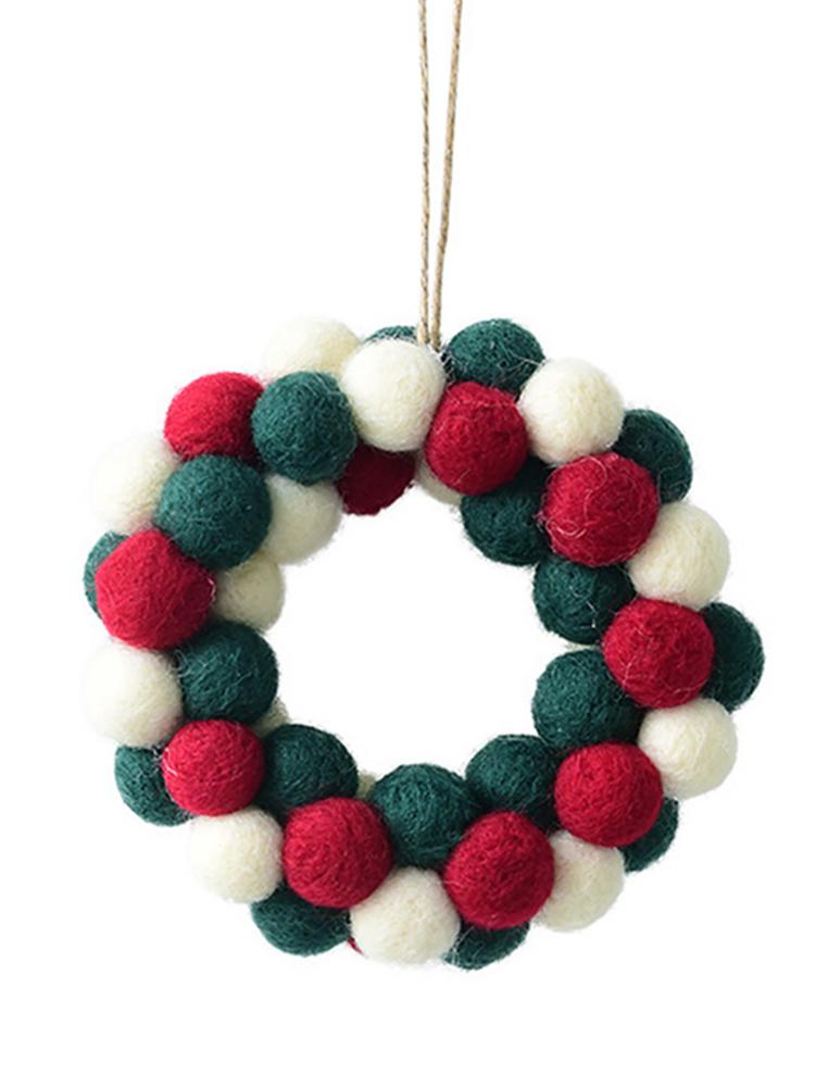 Ull filt jul krans dörr dekoration hängande prydnad mini julgran krans bordsskiva prydnad advent krans