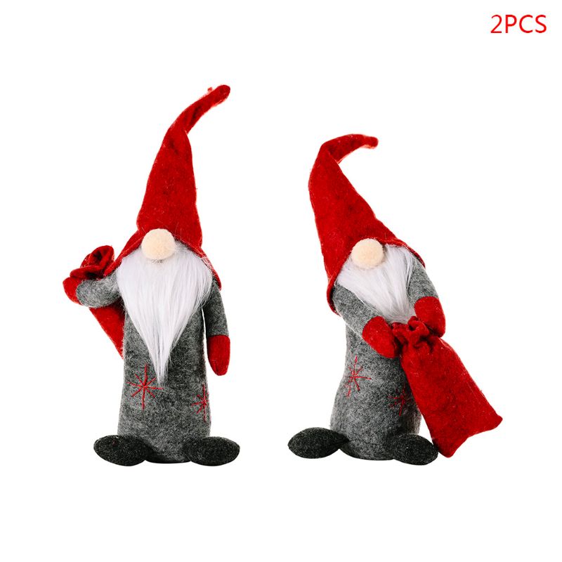 2pcs/set Christmas Faceless Swedish Tomte Gnome Ornaments Handmade Scandinavian Home Decoration: Size S