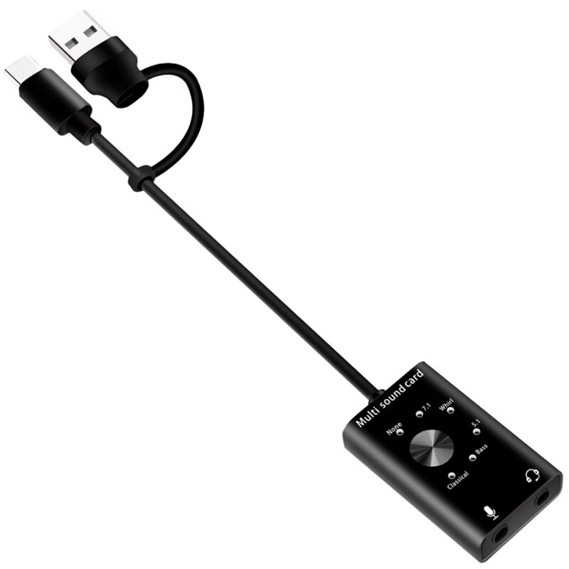 Draagbare Usb 7.1 Geluidskaart Externe Usb Oortelefoon/Microfoon Interface Geluidskaart Voor Windows/Mac/Linux