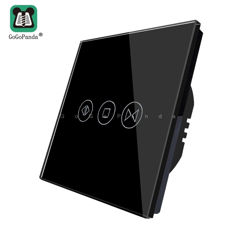 Smart Curtain Switch - EU Standard Touch Panel - AC 110-250V - Open/Pause/Close Function: Black