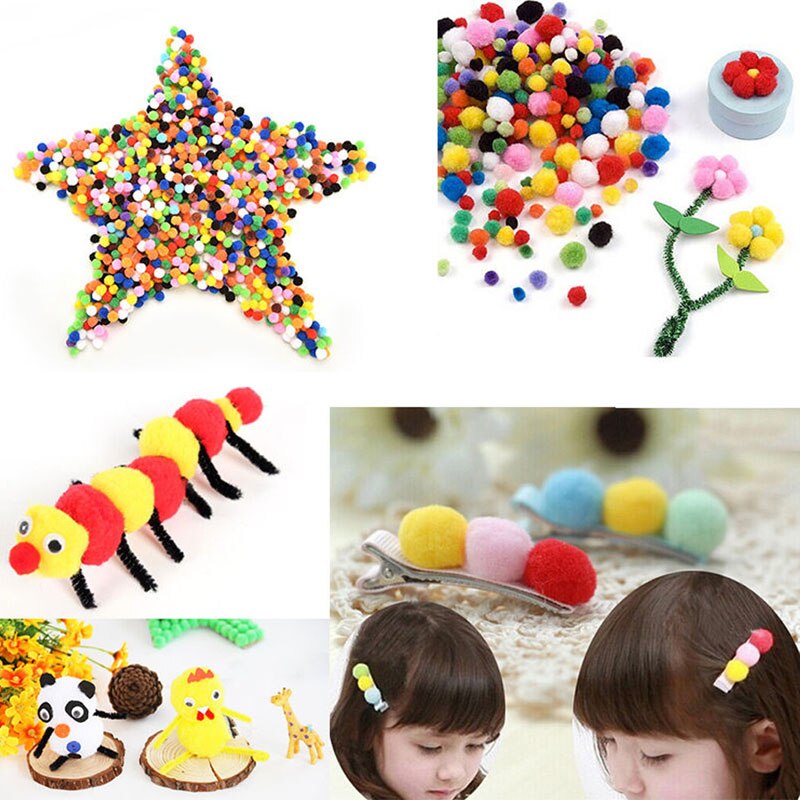 100Pcs DIY Mixed Color Mini Fluffy Soft Pom Poms Pompoms Ball Arts and Crafts Good