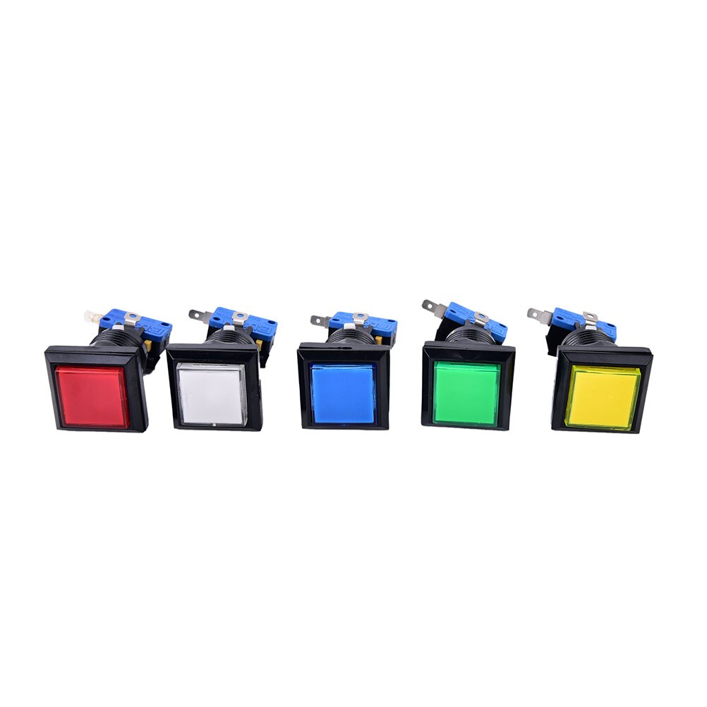 1 pièces carré jeu machine bouton poussoir arcade LED momentané illuminé bouton poussoir 5 couleurs