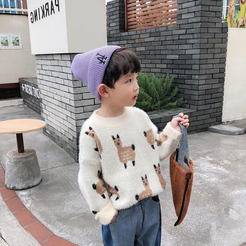 Suéter grueso para niños, prendas de vestir, Tops, chaquetas, forro polar de dibujos animados, ropa cálida para otoño e invierno,: White / 4T