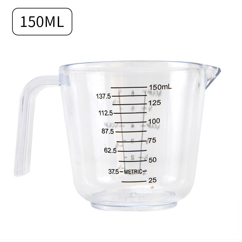 Plastic Measuring Cup Stackable Liquid Measuring Container Clear Scale Show Transparent Mug Pour Spout Cooking Tools 150/300ml: 150ml white