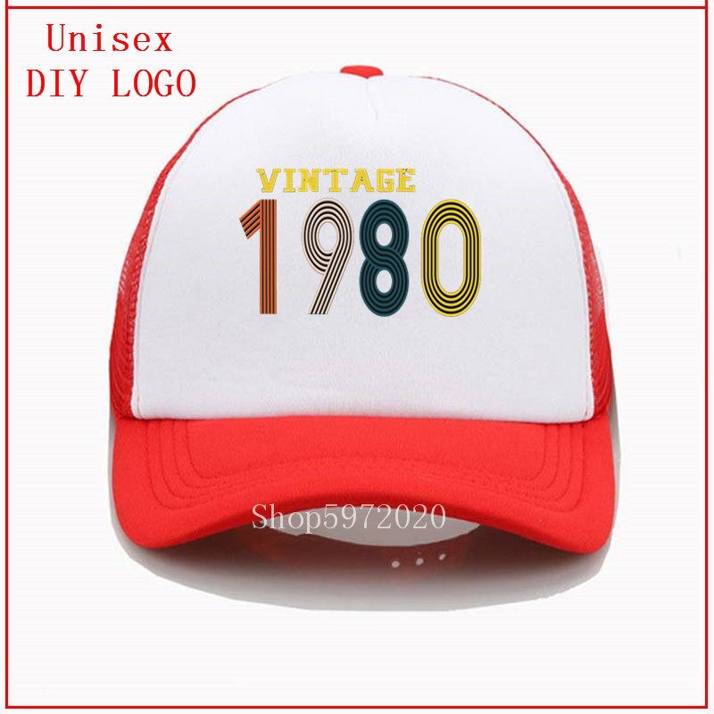 1980 vintage year hats for men snapback sun hats for women bucket hat baseball cap mens bassball caps best selling: 7red-white / Kids